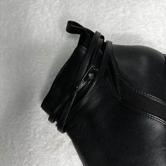 Easy Spirit Women 11 Wide Black Ankle Strap Boots-Zip-up Leather Cushion Insole - Picture 5 of 6